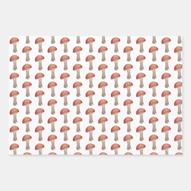 Magisches Mushroom-Toadstool-Wrapping-Papier Geschenkpapier Set (Vorderseite)