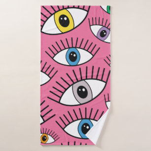 Magisches Muster mit bunten Augen. Mystischer Hint Badehandtuch