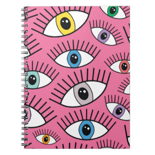 Magisches Muster mit bunten Augen. Mystischer Hint Notizblock