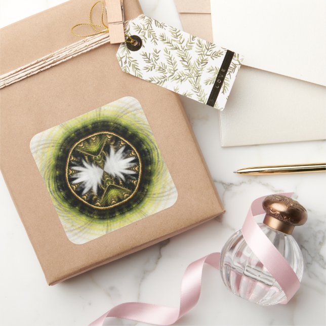 Magisches mystisches Fraktal-Lichtmuster Quadratischer Aufkleber (Schenken)