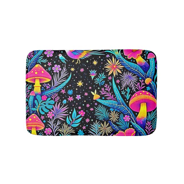 Magisches Neon Forest Night Traumdesign Badematte (Vorderseite)