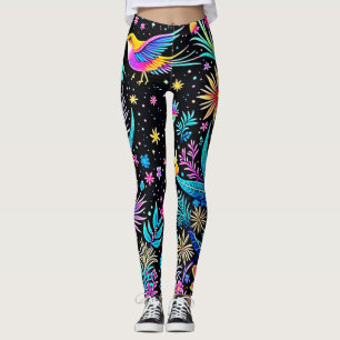Magisches Neon Forest Night Traumdesign Leggings