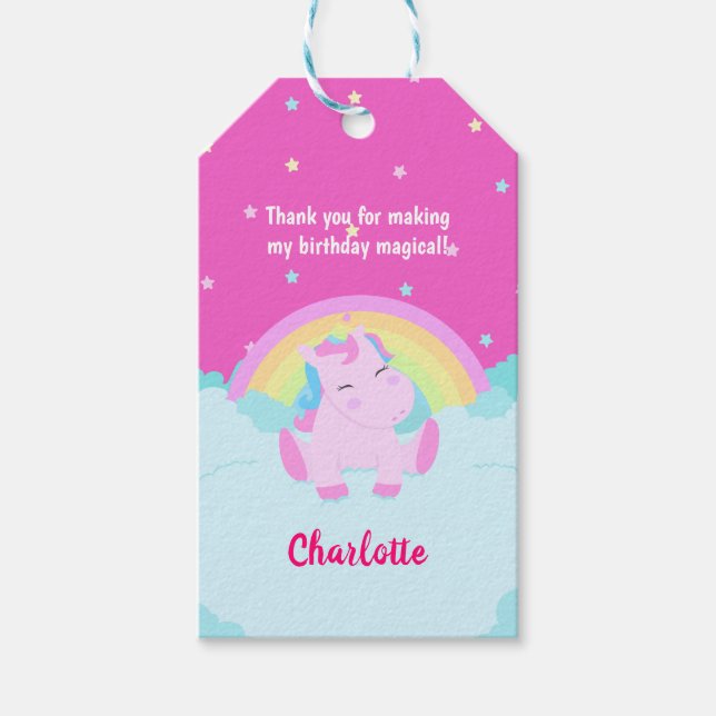 Magisches Niedliches Einhorn Geburtstag Geschenkanhänger (Vorderseite)