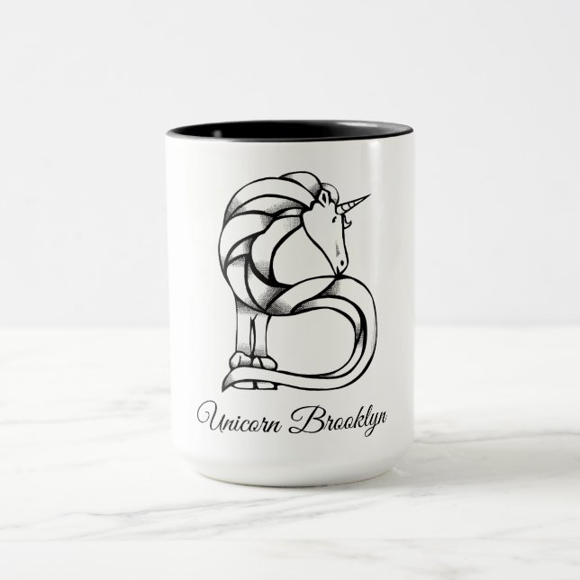 Magisches Niedliches Monogramm B Custom Unicorn Br Tasse (Zentrum)