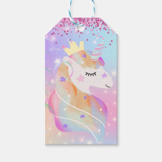 Magisches Party Einhorn-Geschenkmarke Geschenkanhänger (Vorderseite)