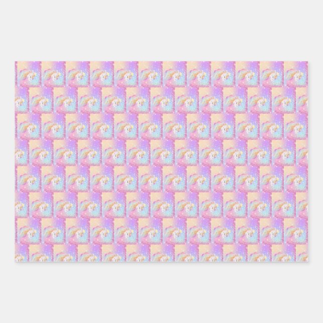 Magisches Party-Wrapping-Papier Flachblatt-Set 3 Geschenkpapier Set (Vorderseite)