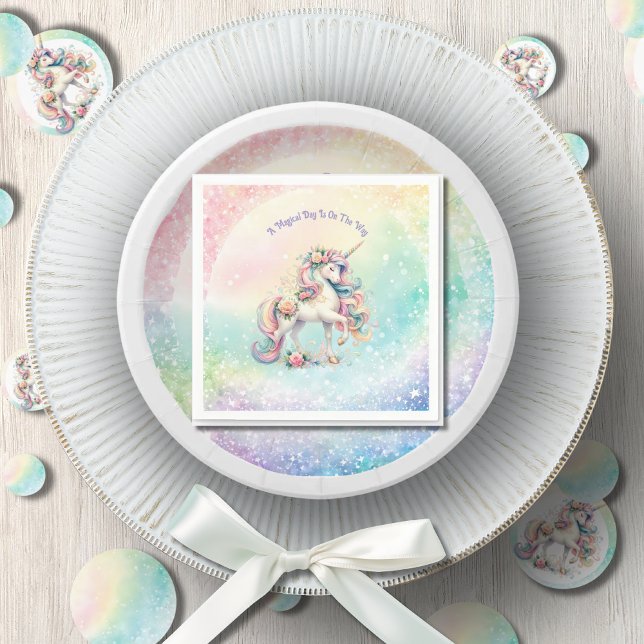 Magisches Pastel Radiant Rainbow Unicorn Party Serviette (Magical Pastel Radiant Rainbow Unicorn Party Napkins)