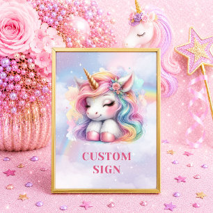 Magisches Pastell-Einhorn-Mädchen-Geburtstags-Schi Poster