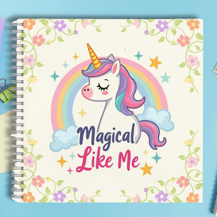 Magisches Pastell-Einhorn mit Regenbogen Notizbuch