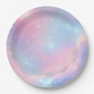 Magisches Pastell Rosa Blau Sternen Galaxie Kosmis Pappteller