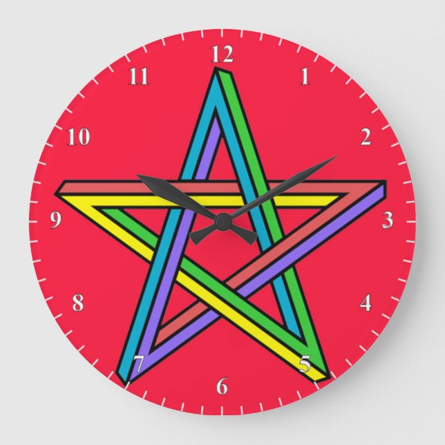 Magisches Pentagramm Poster Große Wanduhr (Vorderseite)