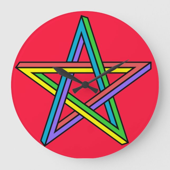 Magisches Pentagramm Poster Große Wanduhr (Vorderseite)