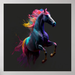 Magisches Pferd, Abstrakte Farben, Kunstdruckwand Poster
