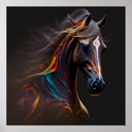 Magisches Pferd, Abstrakte Farben, Kunstdruckwand Poster