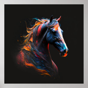 Magisches Pferd, Abstrakte Farben, Kunstdruckwand Poster