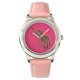Magisches Pferd Niedlich Unicorn Rosa Goldenes Aus Armbanduhr