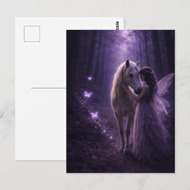 Magisches Pferd und Mädchen Postkarte (Vorne/Hinten)