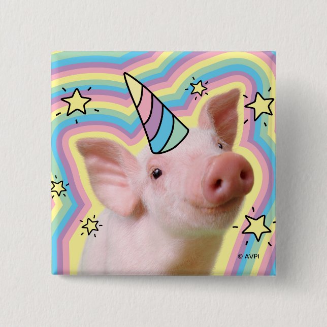 Magisches Piglet Unicorn Button (Vorderseite)