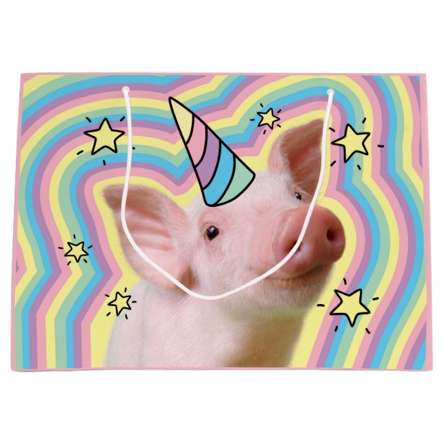 Magisches Piglet Unicorn Große Geschenktüte (Vorderseite)