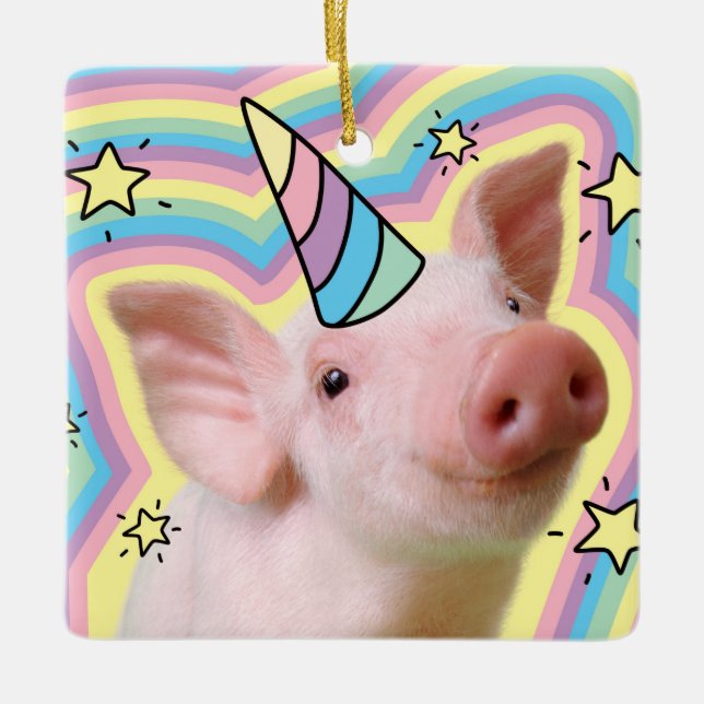 Magisches Piglet Unicorn Keramikornament (Vorderseite)