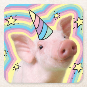 Magisches Piglet Unicorn Rechteckiger Pappuntersetzer