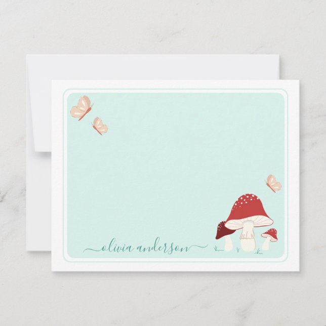 Magisches Pilz- und Schmetterlingskarte Mitteilungskarte (Vorderseite)