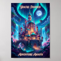 Magisches Poster des Nordlicht-Fantasieschlosses