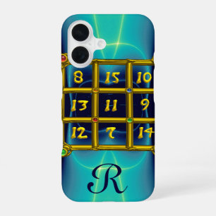 MAGISCHES QUADRAT 33 MONOGRAMM Türkis, Aquablau T iPhone 16 Hülle