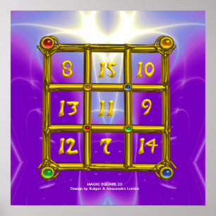 MAGISCHES QUADRAT 33 , Violett Lila Poster