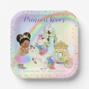 Magisches Rainbow-Prinzessin-Burgfriedhof Pappteller