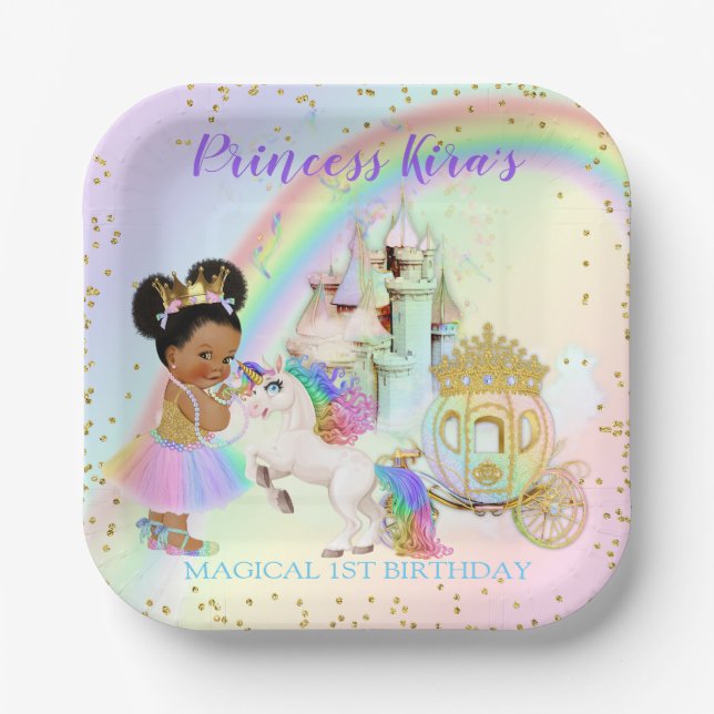 Magisches Rainbow-Prinzessin-Burgfriedhof Pappteller (Vorderseite)
