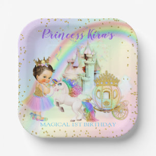 Magisches Rainbow-Prinzessin-Burgfriedhof Pappteller