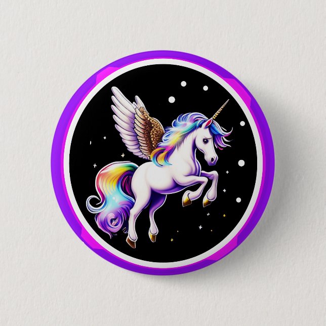 Magisches Rainbow Unicorn Button (Vorderseite)