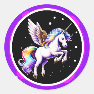 Magisches Rainbow Unicorn Runder Aufkleber
