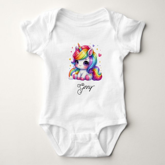 Magisches Regenbogen-Einhorn Baby Strampler (Vorderseite)