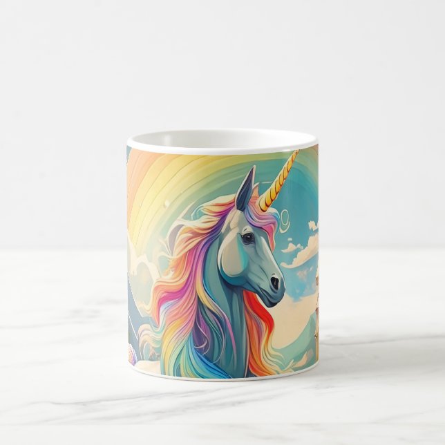 Magisches Regenbogen-Einhorn Fantasy-Kunst Mytholo Kaffeetasse (Mittel)