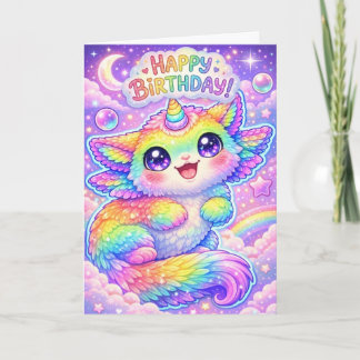 Magisches Regenbogen-Einhorn-Katz-Geburtstagskätzc Karte