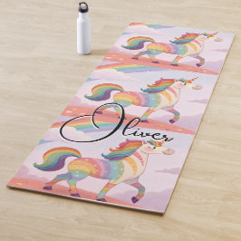 Magisches Regenbogen-Einhorn-Name Personalisiert Yogamatte