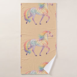 Magisches Regenbogen-Einhorn Personalisiert Badehandtuch
