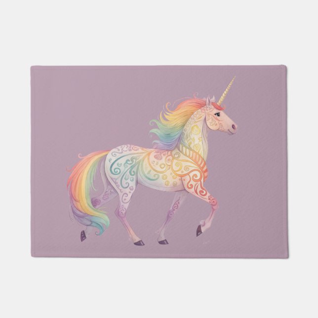 Magisches Regenbogen-Einhorn Personalisiert  Fußmatte (Vorderseite)