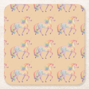 Magisches Regenbogen-Einhorn Personalisiert Rechteckiger Pappuntersetzer