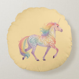 Magisches Regenbogen-Einhorn Personalisiert Rundes Kissen