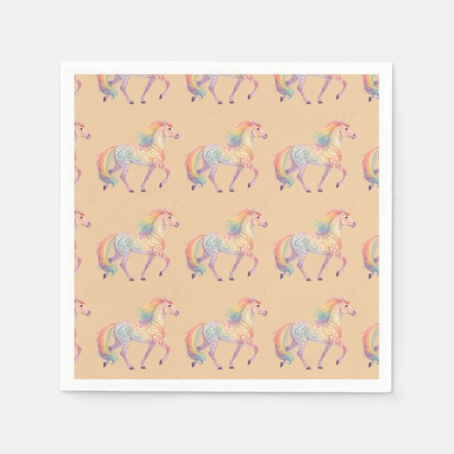 Magisches Regenbogen-Einhorn Personalisiert  Serviette (Vorderseite)