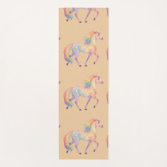 Magisches Regenbogen-Einhorn Personalisiert  Yogamatte (Vorderseite)