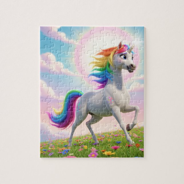Magisches Regenbogen-Einhorn Puzzle (Vertikal)