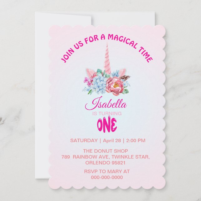 Magisches Regenbogengradienten 1. Party Einladung (Vorderseite)