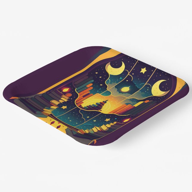 Magisches Reich der Bücher 2 Pappteller (Gewinkelt)