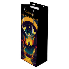 Magisches Reich der Bücher schwarz Geschenktüte Für Weinflaschen