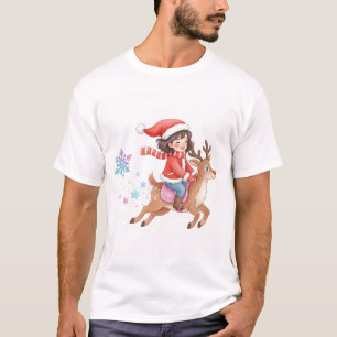 Magisches Rentier-Fahrt Weihnachts-T-Shirt. T-Shirt