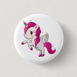 Magisches Rosa Einhorn Button
